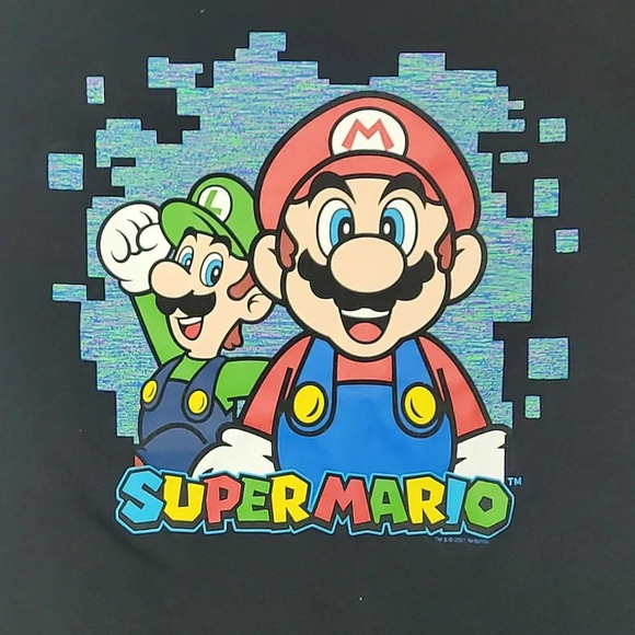 **4/$20 TEES**Old Navy Super Mario and Luigi short sleeve tee black LOT A - Picture 2 of 6